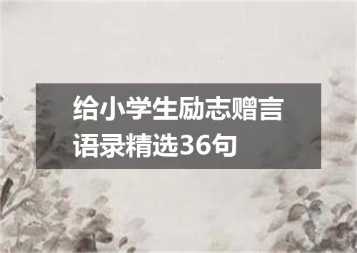 给小学生励志赠言语录精选36句