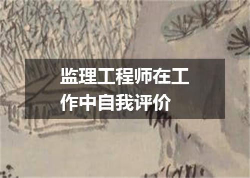 监理工程师在工作中自我评价