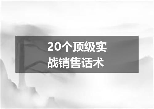 20个顶级实战销售话术