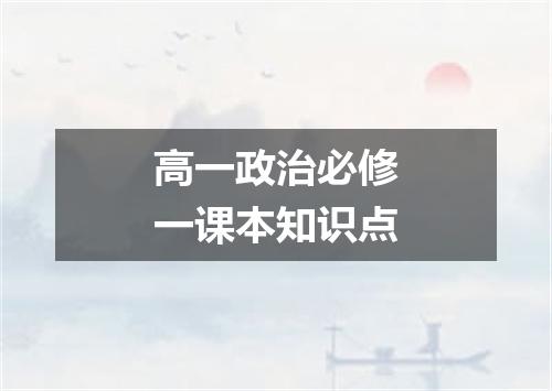 高一政治必修一课本知识点