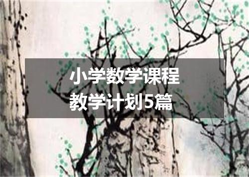 小学数学课程教学计划5篇