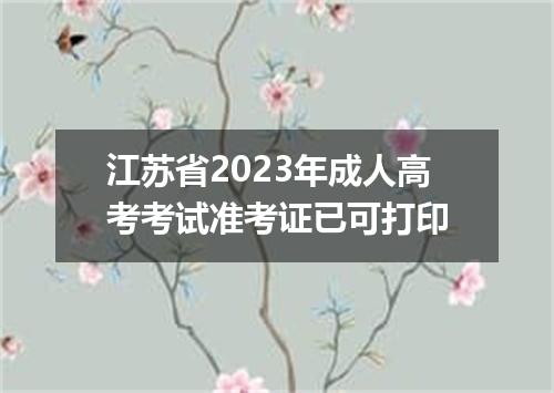 江苏省2023年成人高考考试准考证已可打印