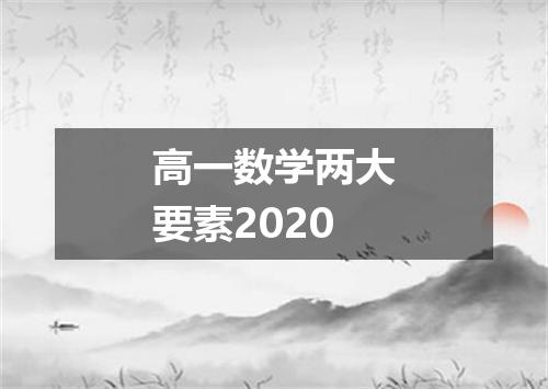 高一数学两大要素2020