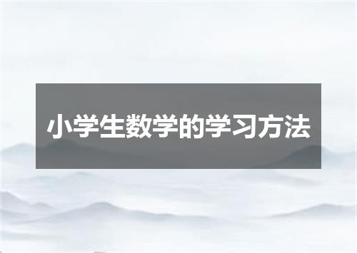 小学生数学的学习方法