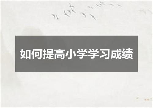 如何提高小学学习成绩