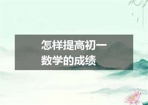 怎样提高初一数学的成绩