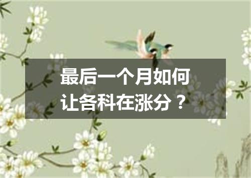 最后一个月如何让各科在涨分？
