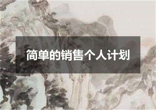 简单的销售个人计划