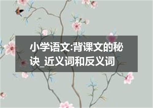 小学语文:背课文的秘诀_近义词和反义词