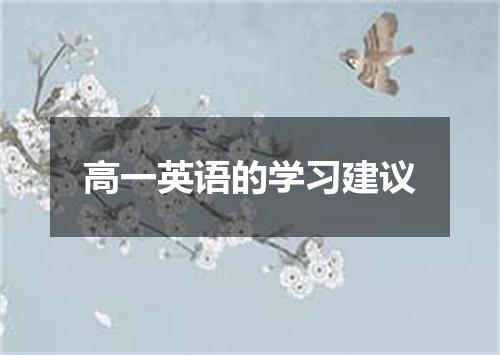 高一英语的学习建议