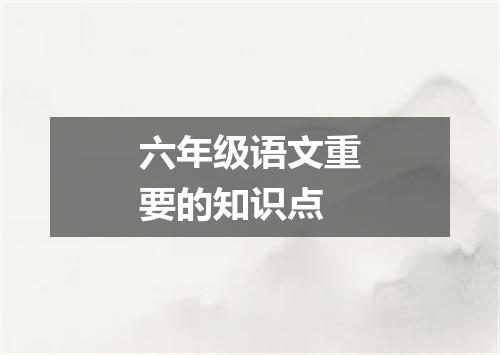 六年级语文重要的知识点
