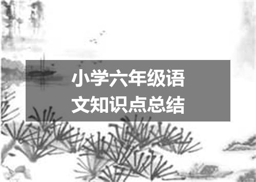 小学六年级语文知识点总结