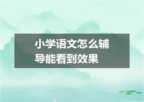 小学语文怎么辅导能看到效果