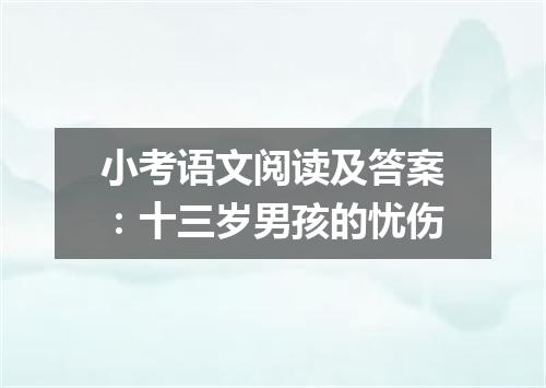 小考语文阅读及答案:十三岁男孩的忧伤
