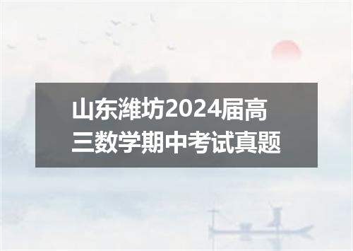 山东潍坊2024届高三数学期中考试真题