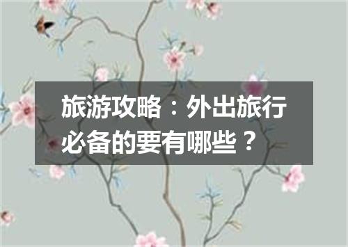 旅游攻略：外出旅行必备的要有哪些？