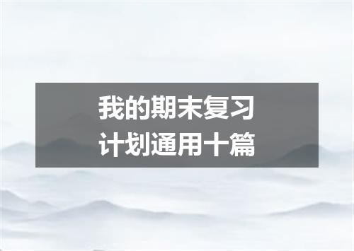 我的期末复习计划通用十篇
