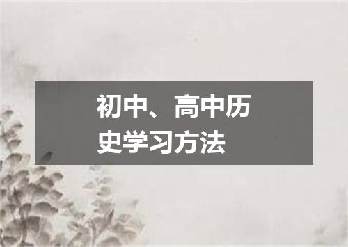 初中、高中历史学习方法