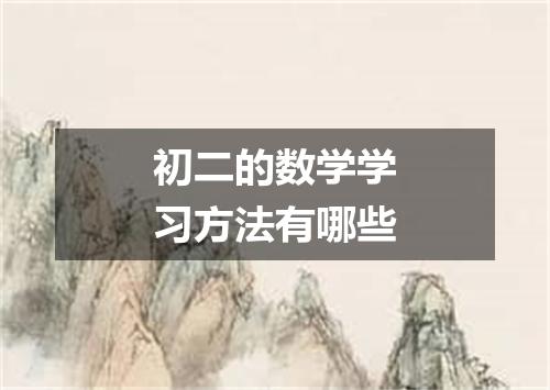 初二的数学学习方法有哪些