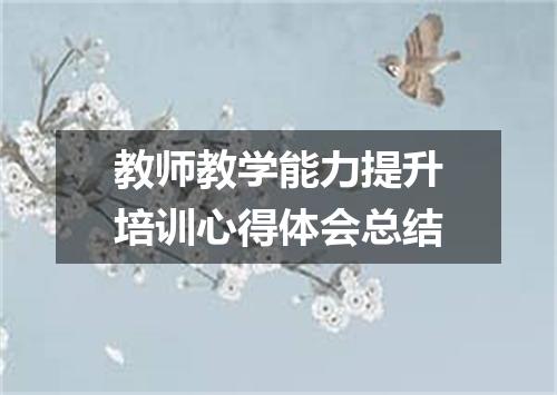 教师教学能力提升培训心得体会总结