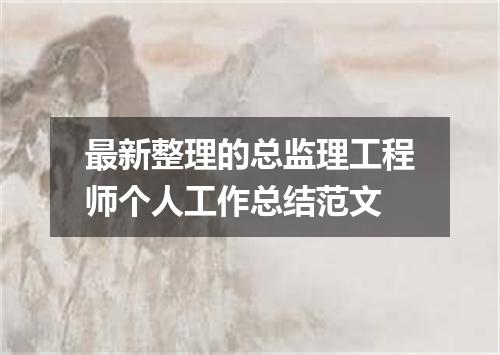 最新整理的总监理工程师个人工作总结范文