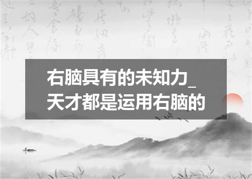 右脑具有的未知力_天才都是运用右脑的