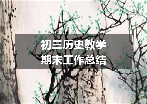 初三历史教学期末工作总结