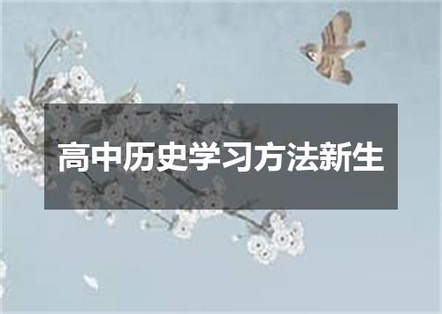 高中历史学习方法新生