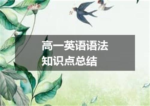 高一英语语法知识点总结