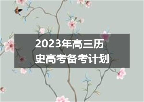 2023年高三历史高考备考计划