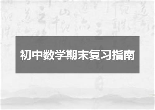 初中数学期末复习指南