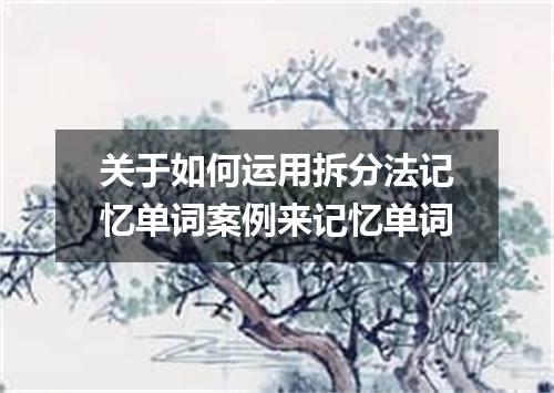 关于如何运用拆分法记忆单词案例来记忆单词