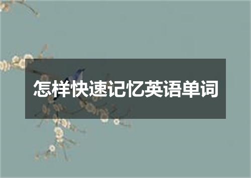 怎样快速记忆英语单词