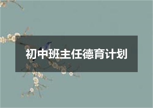 初中班主任德育计划