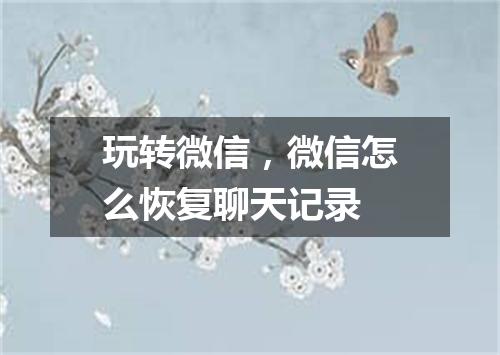 玩转微信，微信怎么恢复聊天记录