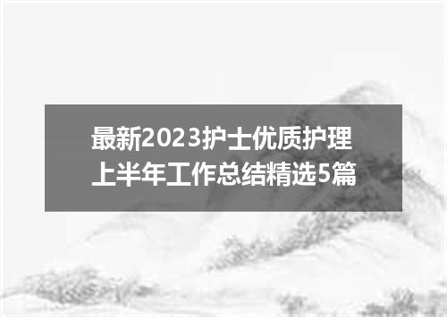 最新2023护士优质护理上半年工作总结精选5篇