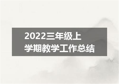 2022三年级上学期教学工作总结