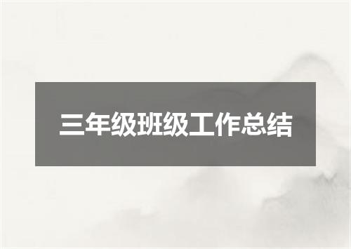 三年级班级工作总结