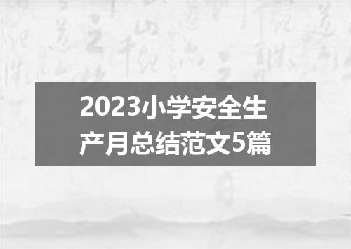 2023小学安全生产月总结范文5篇