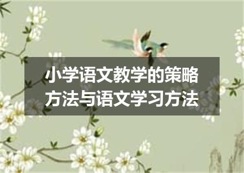 小学语文教学的策略方法与语文学习方法