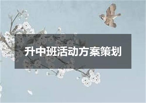 升中班活动方案策划