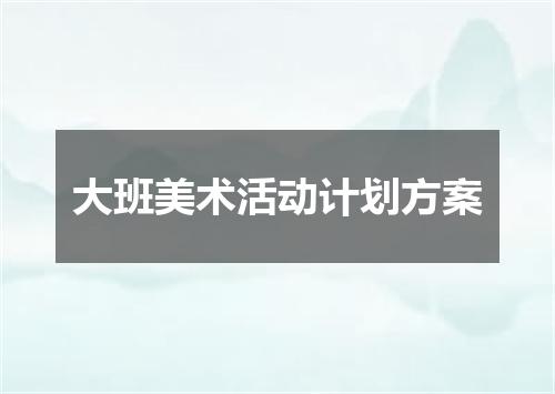 大班美术活动计划方案