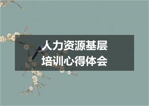 人力资源基层培训心得体会
