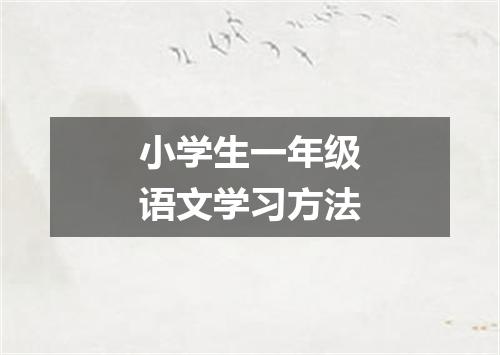 小学生一年级语文学习方法