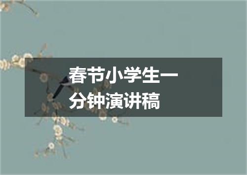 春节小学生一分钟演讲稿