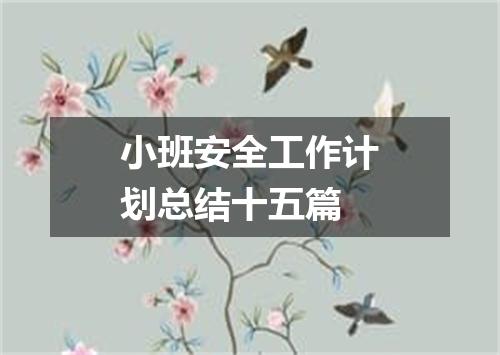 小班安全工作计划总结十五篇