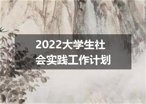 2022大学生社会实践工作计划