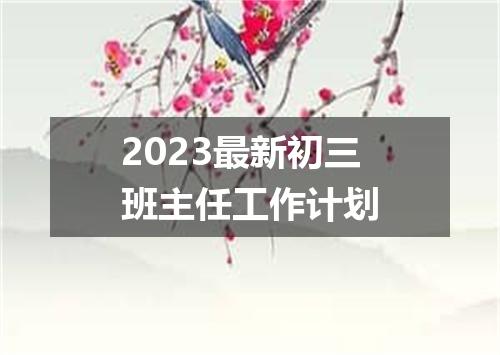 2023最新初三班主任工作计划