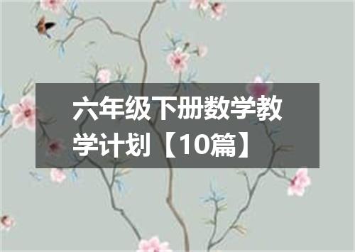 六年级下册数学教学计划【10篇】