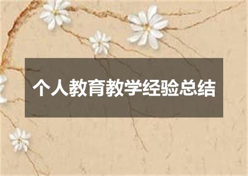 个人教育教学经验总结